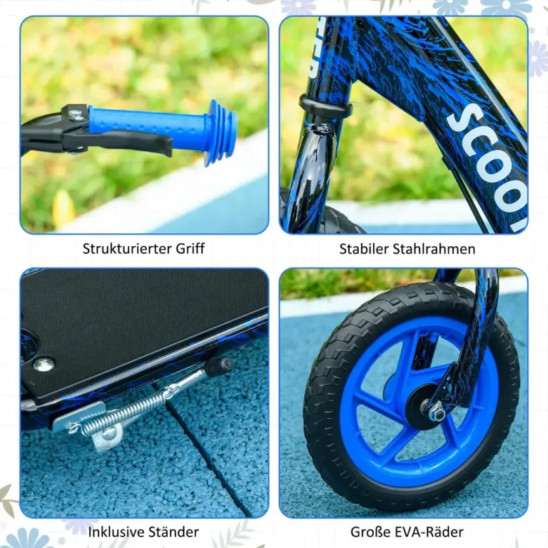 Sparkcykel för Barn med Styre och Broms för Lek och Motion Justerbar