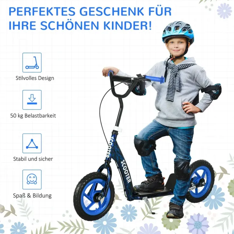 Sparkcykel för Barn med Styre och Broms för Lek och Motion Justerbar