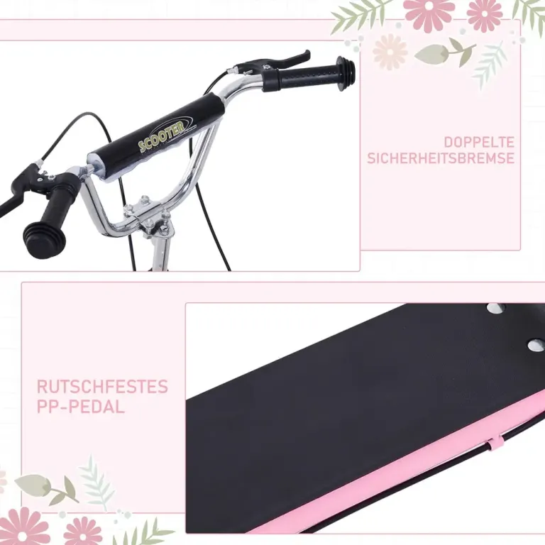 Sparkcykel med Handbroms 16 Tum -100 cm Skoter Luftgummi Däck Tums