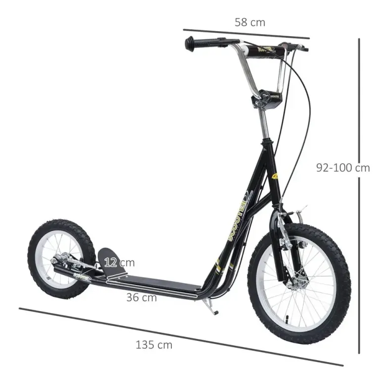 Sparkcykel med Handbroms 16 Tum -100 cm Skoter Luftgummi Däck Tums