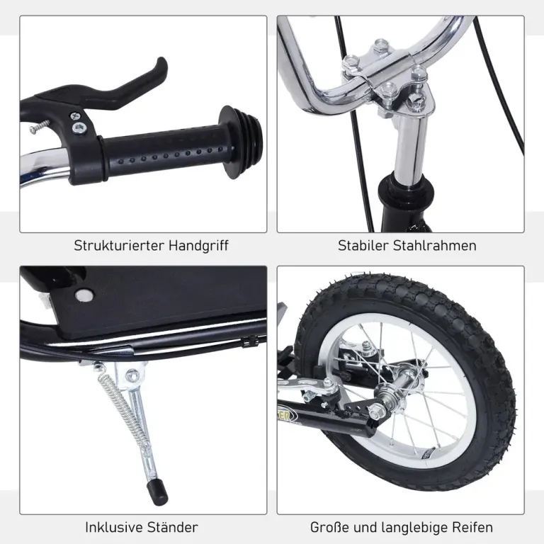Sparkcykel med Handbroms 16 Tum -100 cm Skoter Luftgummi Däck Tums