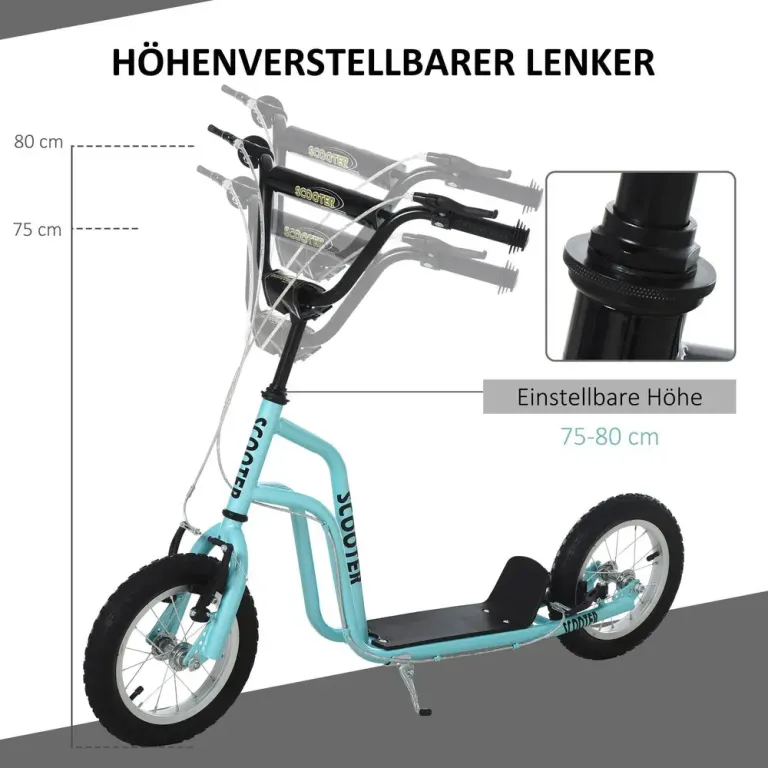 Sparkcykel med Luftdäck för Barn -80 cm Skoter Luftgummidäck Sänkbar