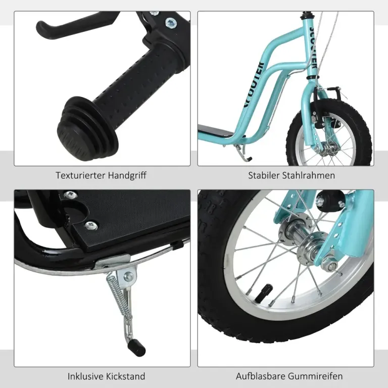 Sparkcykel med Luftdäck för Barn -80 cm Skoter Luftgummidäck Sänkbar