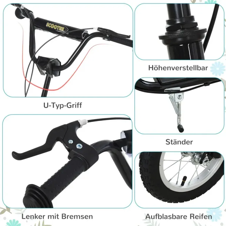 Sparkcykel med Luftdäck för Barn -95 cm Skoter Luftgummi