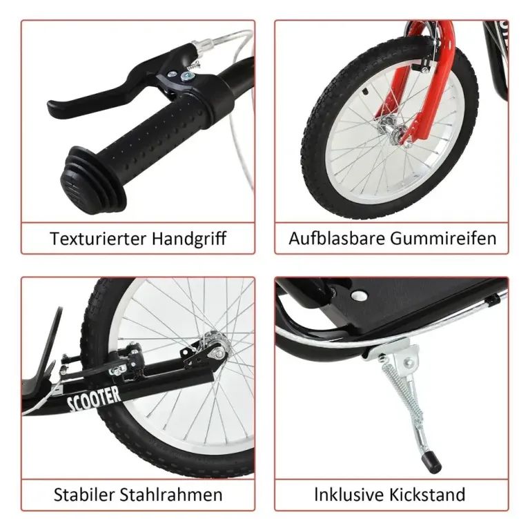 Sparkcykel med Stora Lufthjul Skoter för Barn Luftgummi Däck