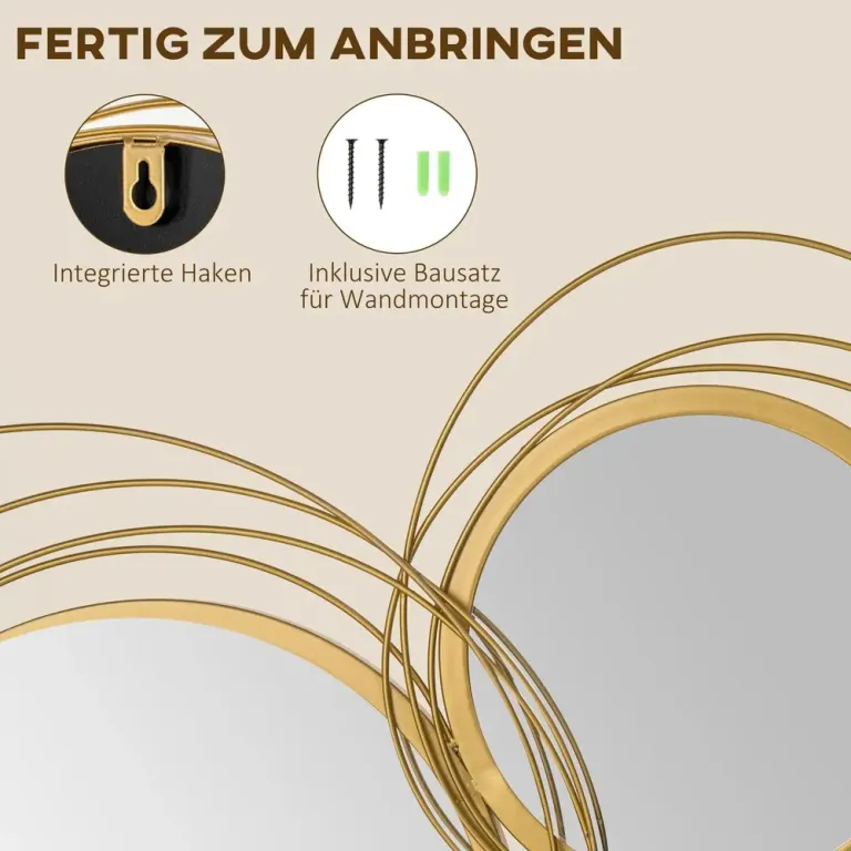 Spegelset Väggspeglar Guld av Glas och Metall Dekorativ Väggspegel