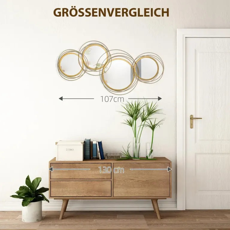 Spegelset Väggspeglar Guld av Glas och Metall Dekorativ Väggspegel