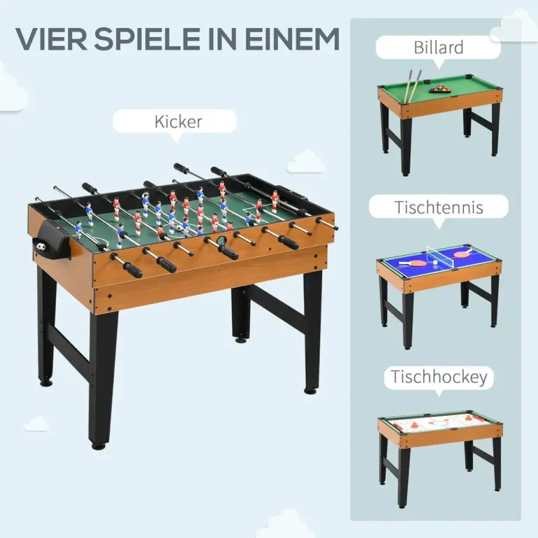 Multispelbord Natur Svart av Stål och MDF för Barn Hockey Fotboll