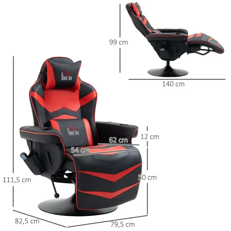 Gamingstol med Massage & Fotstöd Ergonomisk Fåtölj