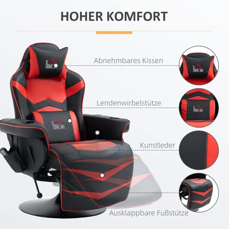 Gamingstol med Massage & Fotstöd Ergonomisk Fåtölj