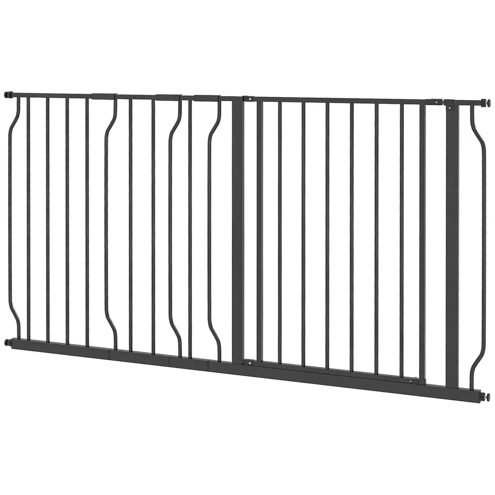 Hundgrind Säkerhetsgrind Svart av Stål och ABS 75-145 Cm