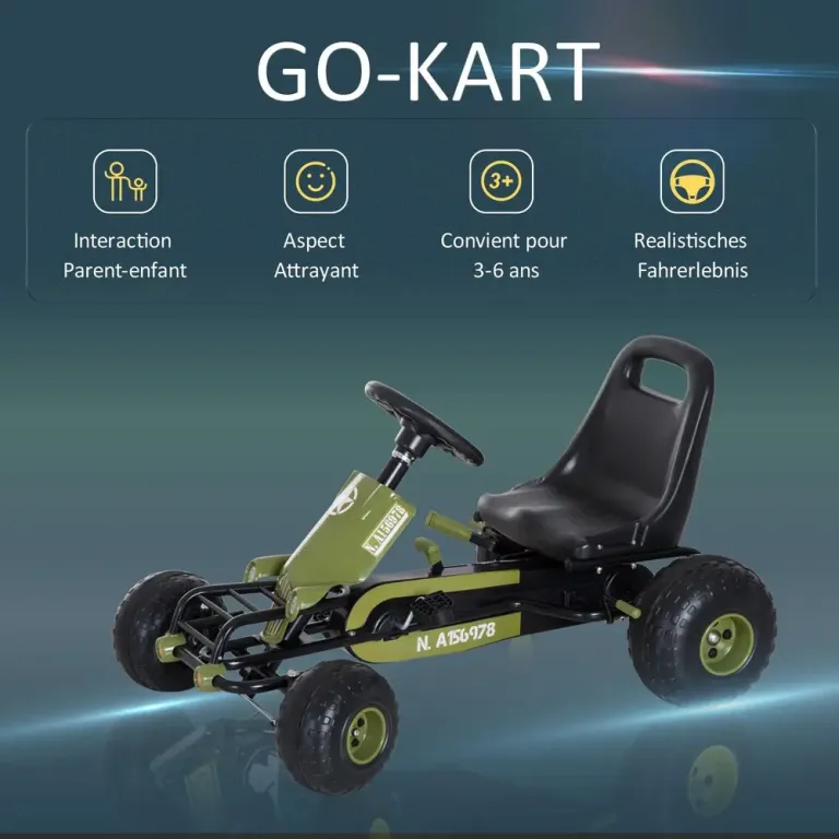 Sportig Gokart Trampbil med Handbroms Grön
