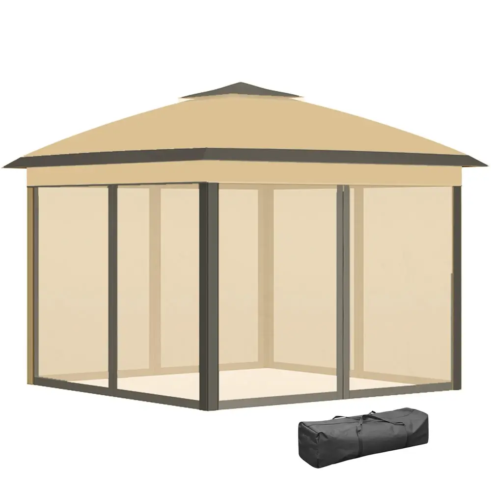 Lusthus Paviljong Pop-Up Partytält Beige 3,3 x 3,3 M