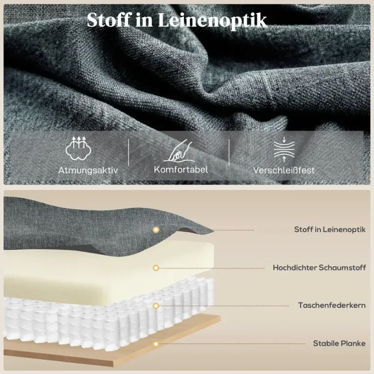 Massagestol med Uppresningshjälp Grå Linnetyg Ergonomisk Linneoptik
