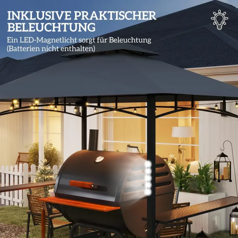 Grillpaviljong Trädgårdspaviljong Hyllor Flamskyddad