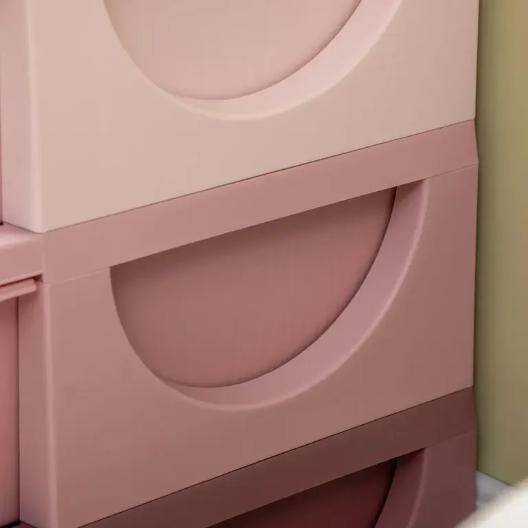 Leksaksförvaring med 3 Lådor, Rosa Förvaringsbox Barn