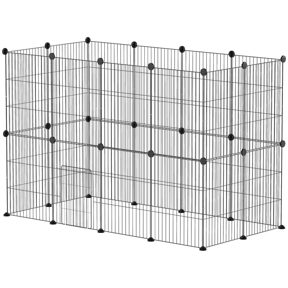 Utomhusinhägnad Smådjursbur med Dörr Svart 120 x 60 x 80 Cm