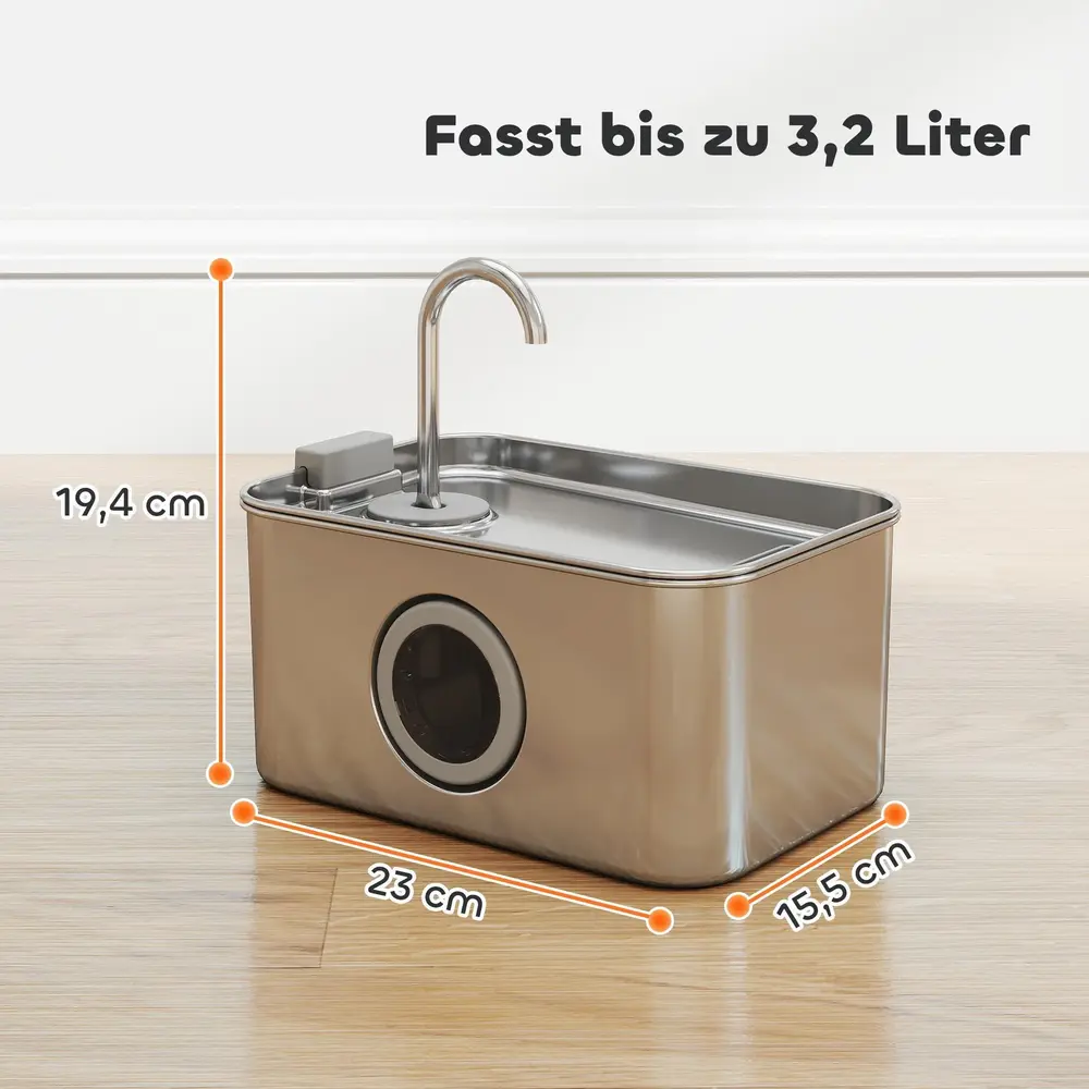 Kattdricksfontän 3,2 L med Tyst Pump och Aktivt Kolfilter