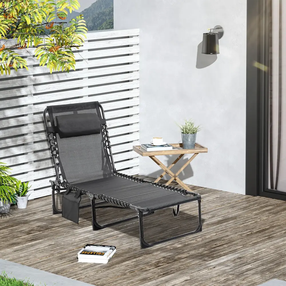 Solstol Solsäng Hopfällbar med Nackstöd 185 x 58 x 30 Cm