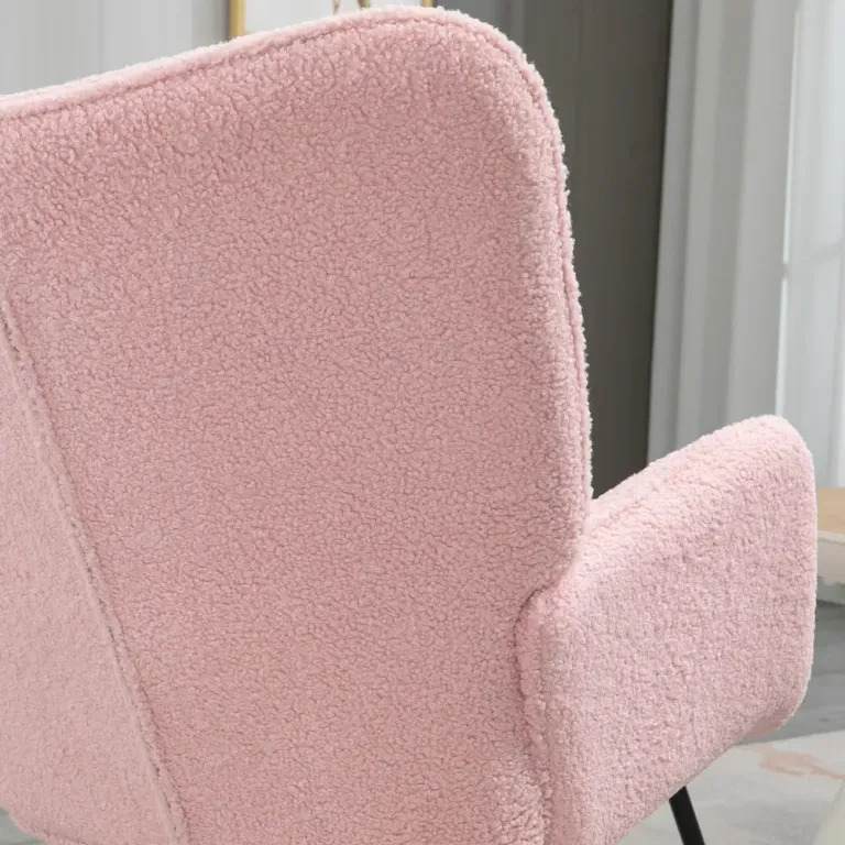 Gungstol i Retrodesign med Berberfleece Rosa