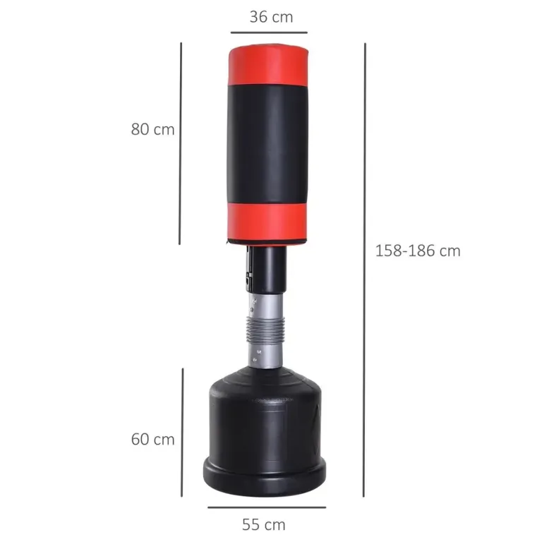 Stående Boxningssäck Svart Röd 158-186 cm