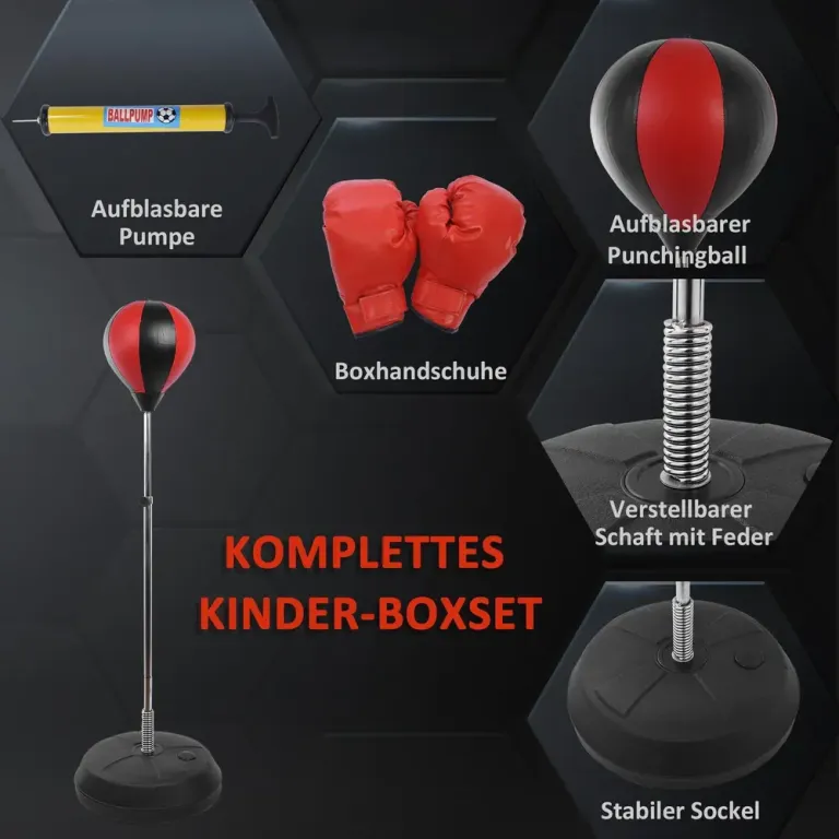 Stansboll Punchingball Röd Svart Konstläder Stående Boxningsboll