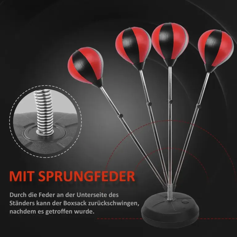 Stansboll Punchingball Röd Svart Konstläder Stående Boxningsboll