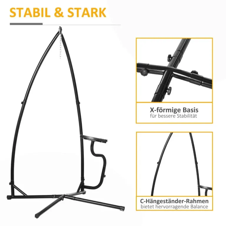 Stativ för Hängstol Svart Metall för Avkoppling med X-form
