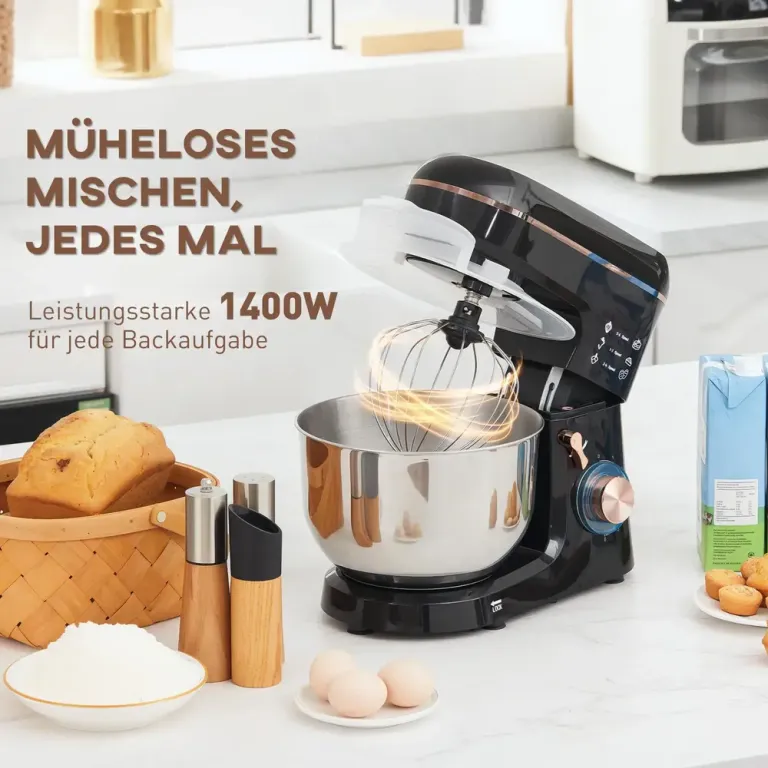 Stativmixer Matberedare 6 Hastigheter 5,5 l Skål, Svart Köksmaskin