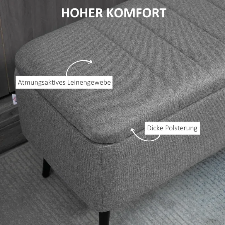 Förvaringsbänk med Linnelook Stålben Grå Hallbänk Sängbänk