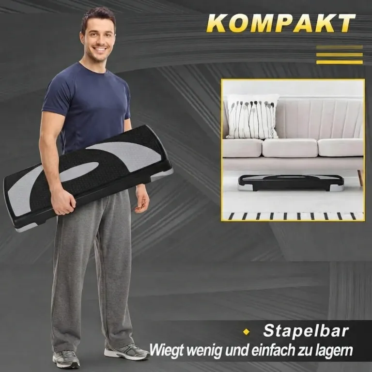 Stepbräda för Aerobics Träningsbänk 3 Stepper Höjder Halkfri