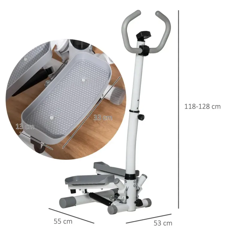 Stepper Ergonomisk Vit Metall –128 cm Trappmaskin Justerbart Display