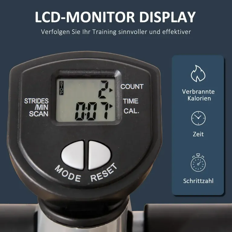 Stepper Ergonomisk Vit Metall –128 cm Trappmaskin Justerbart Display