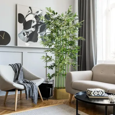 Konstgjord Växt Bambu Grön av Plast Konstträd i 180 cm