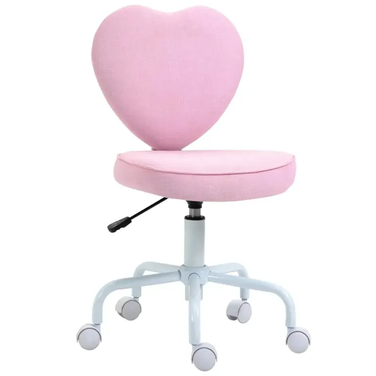 Snurrstol med Hjärtformad Rygg Söt -89 cm Rosa Skrivbordsstol Barn