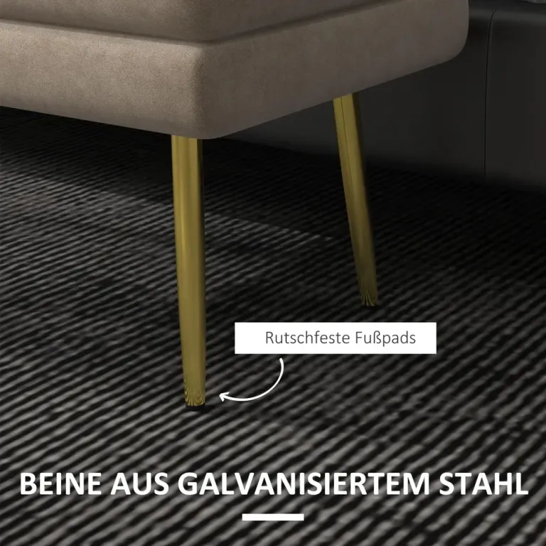 Stoppad Förvaringsbänk Stål Beige Sittbänk Sängbänk Guld
