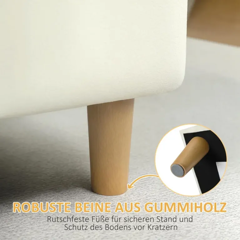 Stoppad Förvaringsottoman med Träben och Mjukt Tygöverdrag