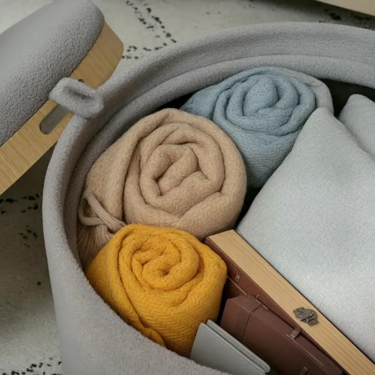 Stoppad Fotpall i Teddy Fleece med Dolt Sittpall Sidobord Vändbar