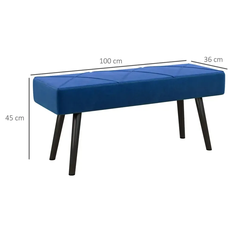 Stoppad Sängbänk Sammetslook Blå 100 x 36 x 45 cm