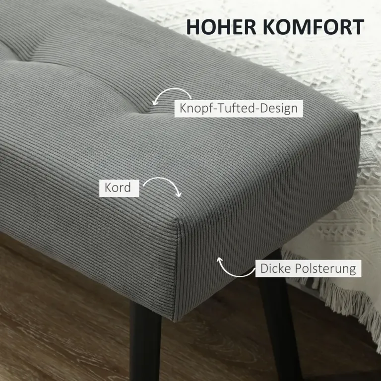 Stoppad Sittbänk Sängbänk med Träben för Sovrum & Hall Hallbänk