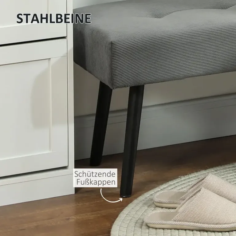 Stoppad Sittbänk Sängbänk med Träben för Sovrum & Hall Hallbänk
