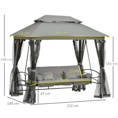 Stor Hammock med Sidoväggar 3-Sitsig 256 x 172 x 248 cm