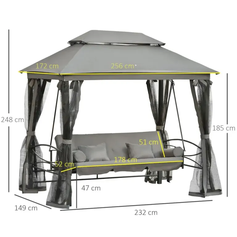 Stor Hammock med Sidoväggar 3-Sitsig 256 x 172 x 248 cm