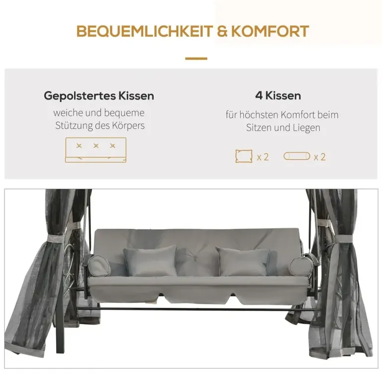 Stor Hammock med Sidoväggar 3-Sitsig 256 x 172 x 248 cm