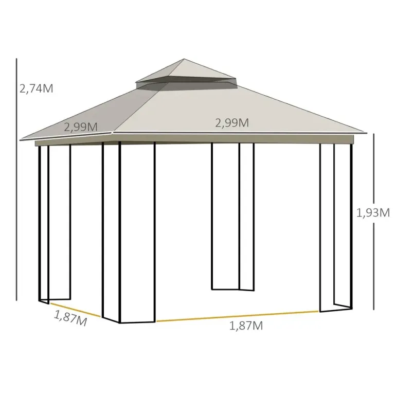 Stor Pop-up Paviljong för Event Rymligt Trädgårdspaviljong Dubbelt