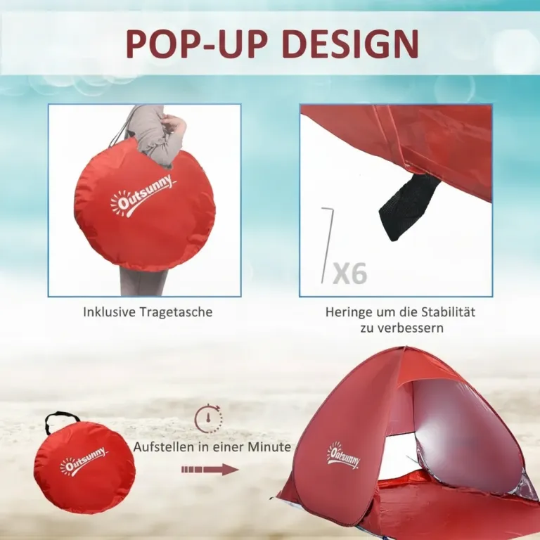 Pop-Up Strandtält Automatiskt 200 x 150 x 119 cm