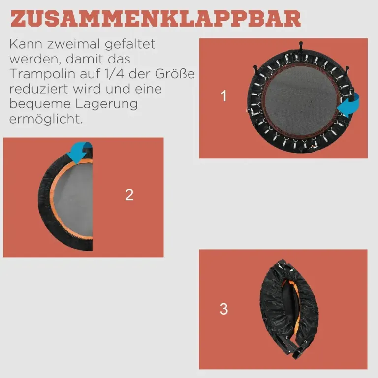 Studsmatta Fitness Rebounder Hopfällbar Svart 102 Cm Minitrampolin