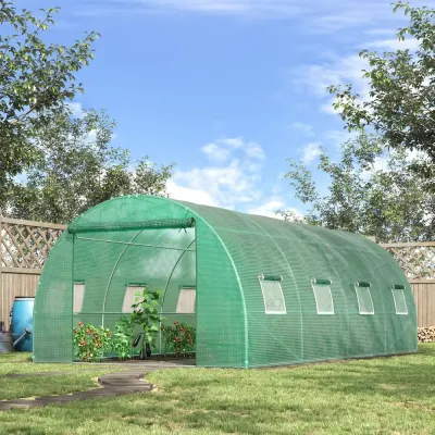 Litet Växthus Tunnelväxthus med Rulldörr Grön 6 x 3 x 2 m