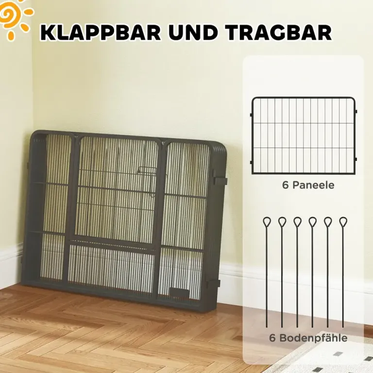 Hundstaket Husdjursutrymme 6 Paneler i Hopfällbart Hundhage Vikbar