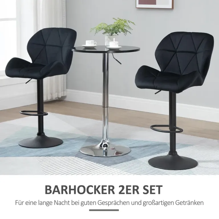 Barstolar i Konstläder 2-Pack -114,5 cm Ergonomisk Sammet Sits